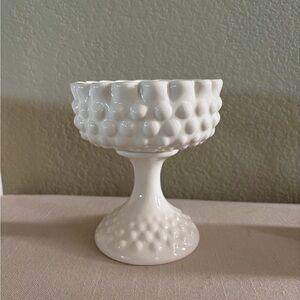 Rosanna White Hobnail Glass Compote, LIKE NEW